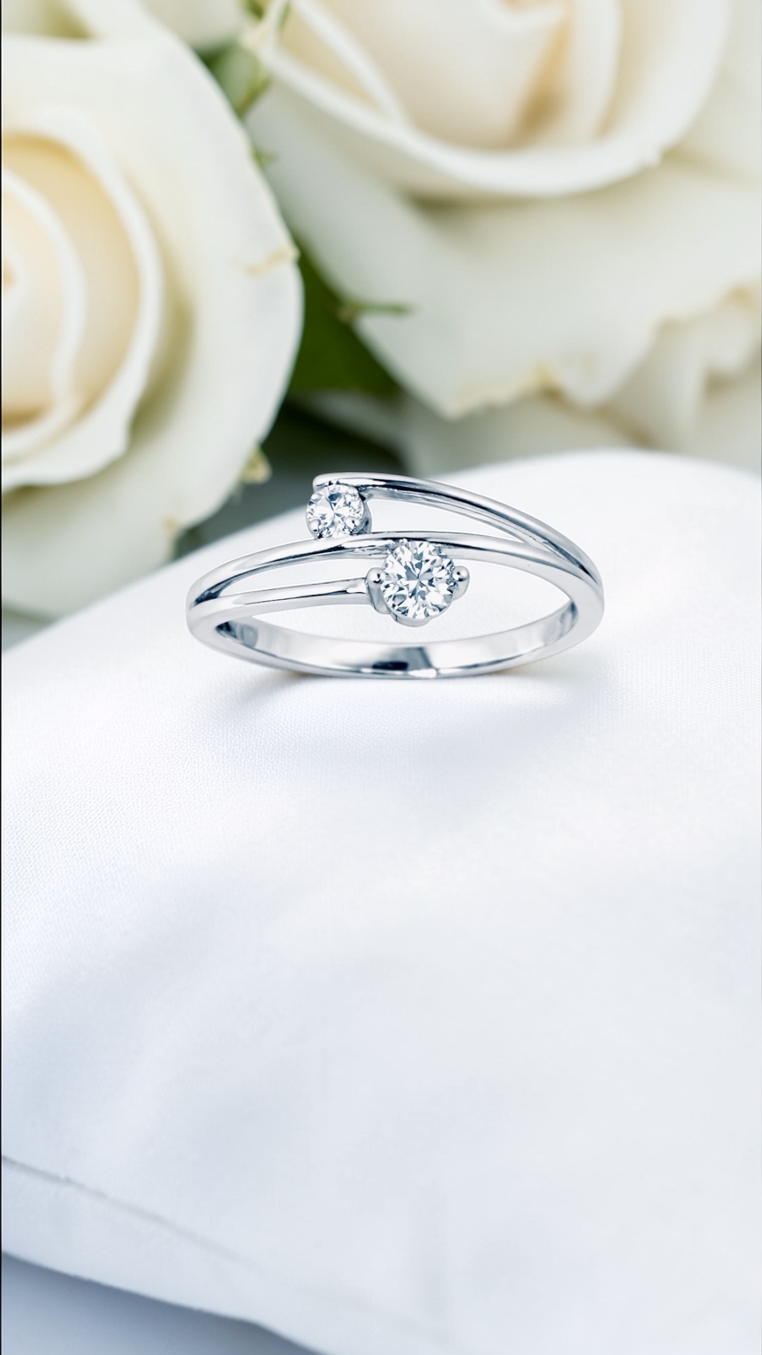 Arany Gyűrűk 14 karátos Gyűrű 2 köves Fehér arany (Nr.59) webshop Gyűrű 2 köves Fehér arany (Nr.59)