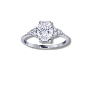 Arany Gyűrűk 14 karátos Gyűrű fehér arany Ovális köves (Nr.57) webshop