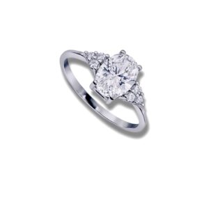 Arany Gyűrűk 14 karátos Gyűrű fehér arany Ovális köves (Nr.57) webshop