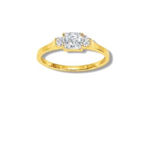 Arany Gyűrűk 14 karátos Gyűrű sárga arany négyzetes 3 köves elegáns fazon (Nr.54) webshop