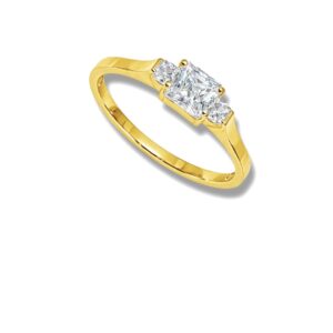 Arany Gyűrűk 14 karátos Gyűrű sárga arany négyzetes 3 köves elegáns fazon (Nr.54) webshop