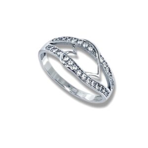 Arany Gyűrűk 14 karátos Gyűrű fehér arany szív motívummal (Nr.48) webshop