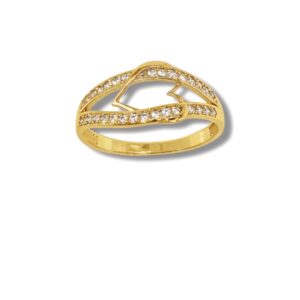 Arany Gyűrűk 14 karátos Gyűrű szív motívummal kövekkel (Nr.47) webshop