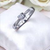 Arany Gyűrűk 14 karátos Gyűrű Fehér arany 1 köves eljegyzési (Nr.46) webshop