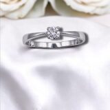 Arany Gyűrűk 14 karátos Gyűrű Fehér arany 1 köves eljegyzési (Nr.46) webshop