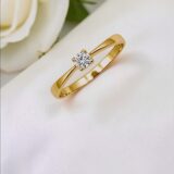 Arany Gyűrűk 14 karátos Gyűrű sárga arany egy köves eljegyzési (Nr.45) webshop