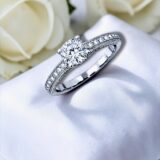 Arany Gyűrűk 14 karátos Gyűrű fehér arany sok köves eljegyzési (Nr.44) webshop