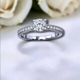 Arany Gyűrűk 14 karátos Gyűrű fehér arany sok köves eljegyzési (Nr.44) webshop