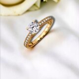 Arany Gyűrűk 14 karátos Gyűrű sárga arany sok köves eljegyzési (Nr.43) webshop