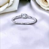 Arany Gyűrűk 14 karátos Gyűrű fehér arany 3 köves (Nr.42) webshop