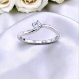 Arany Gyűrűk 14 karátos Gyűrű fehér arany hullámos 1 köves (Nr.40) webshop