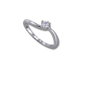 Arany Gyűrűk 14 karátos Gyűrű fehér arany hullámos 1 köves (Nr.40) webshop