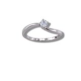 Arany Gyűrűk 14 karátos Gyűrű fehér arany hullámos 1 köves (Nr.40) webshop