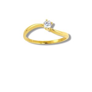 Arany Gyűrűk 14 karátos Gyűrű sárga arany ,1 köves hullámos fazon (Nr.39) webshop