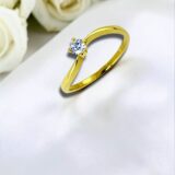 Arany Gyűrűk 14 karátos Gyűrű sárga arany ,1 köves hullámos fazon (Nr.39) webshop