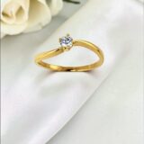 Arany Gyűrűk 14 karátos Gyűrű sárga arany ,1 köves hullámos fazon (Nr.39) webshop