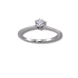 Arany Gyűrűk 14 karátos Gyűrű fehér arany 1 köves , eljegyzési (Nr.38)) webshop
