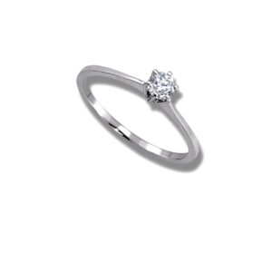 Arany Gyűrűk 14 karátos Gyűrű fehér arany 1 köves , eljegyzési (Nr.38)) webshop