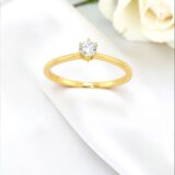 Arany Gyűrűk 14 karátos Gyűrű sárga arany ,1 köves , eljegyzési (Nr.37) webshop