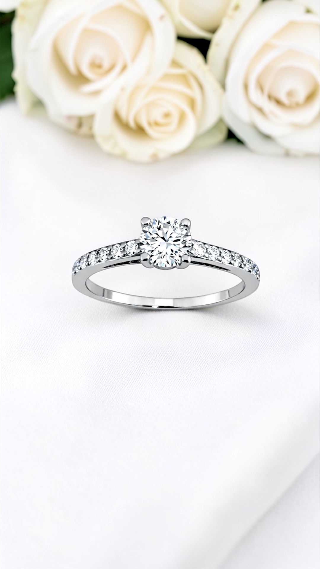 Arany Gyűrűk 14 karátos Gyűrű fehér arany ,többköves ,eljegyzési (Nr.36) webshop Gyűrű fehér arany ,többköves ,eljegyzési (Nr.36)