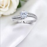 Arany Gyűrűk 14 karátos Gyűrű több köves Fehér arany (Nr.34) webshop