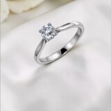 Arany Gyűrűk 14 karátos Gyűrű Fehér arany 4 karmos soliter (Nr.60) webshop