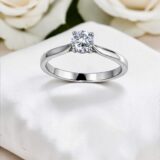 Arany Gyűrűk 14 karátos Gyűrű Fehér arany 4 karmos soliter (Nr.60) webshop