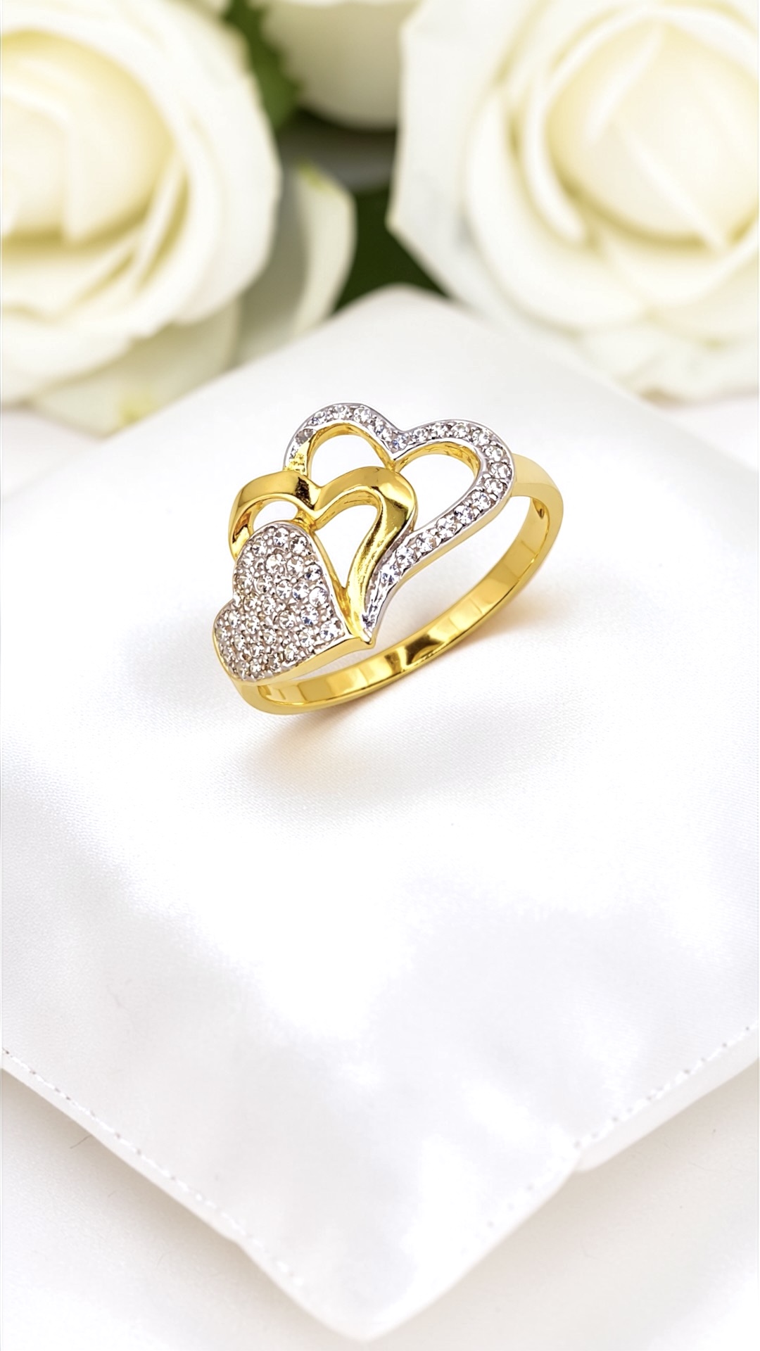 Arany Gyűrűk 14 karátos Gyűrű 3 szíves (Nr.51) webshop Gyűrű 3 szíves (Nr.51)