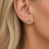 Arany Női fülbevaló 14 karátos Fülbevaló, apró cirkónia köves , szíves modell (Nr.11) webshop