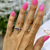 Arany Gyűrűk 14 karátos Gyűrű fehér és sötétkék cirkónia kövekkel (Nr.1) webshop