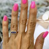 Arany Gyűrűk 14 karátos Gyűrű fehér és sötétkék cirkónia kövekkel (Nr.1) webshop