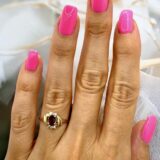 Arany Gyűrűk 14 karátos Gyűrű ovális bordó kővel (Nr.13) webshop