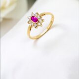 Arany Gyűrűk 14 karátos Gyűrű virág motívummal (Nr.14) webshop