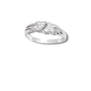 Arany Gyűrűk 14 karátos Gyűrű 2 szív formával , fehér arany (Nr.9) webshop