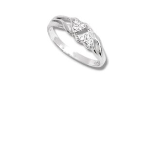 Arany Gyűrűk 14 karátos Gyűrű 2 szív formával , fehér arany (Nr.9) webshop