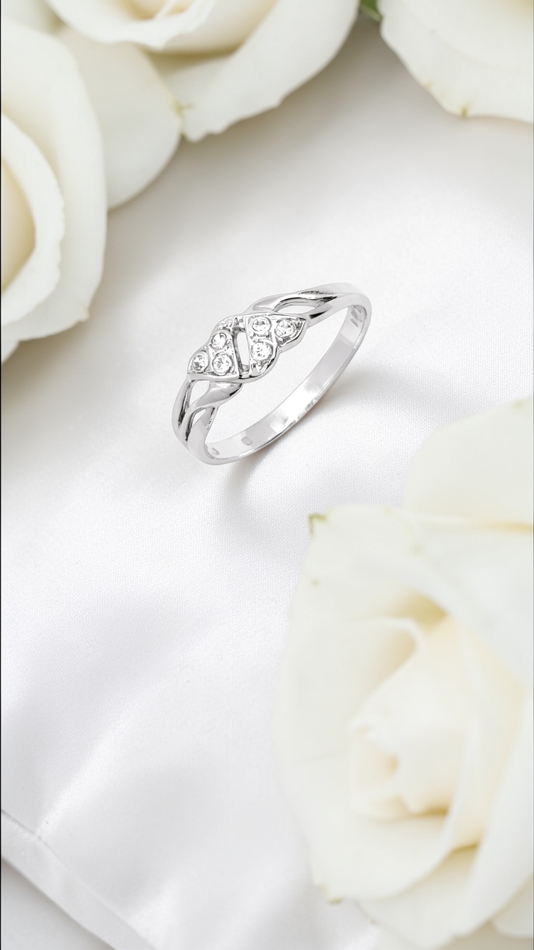 Arany Gyűrűk 14 karátos Gyűrű 2 szív formával , fehér arany (Nr.9) webshop Gyűrű 2 szív formával , fehér arany (Nr.9)