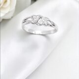 Arany Gyűrűk 14 karátos Gyűrű 2 szív formával , fehér arany (Nr.9) webshop Arany Gyűrűk 14 karátos Gyűrű 2 szív formával , fehér arany (Nr.9) webshop