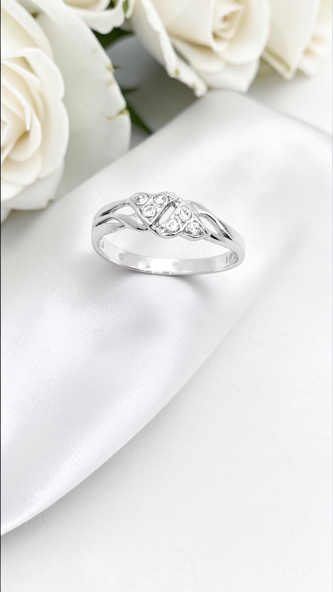 Arany Gyűrűk 14 karátos Gyűrű 2 szív formával , fehér arany (Nr.9) webshop Gyűrű 2 szív formával , fehér arany (Nr.9)