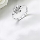 Arany Gyűrűk 14 karátos Gyűrű fehér arany, levél dísszel (Nr.7) webshop