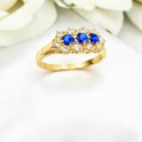 Arany Gyűrűk 14 karátos Gyűrű fehér és sötétkék cirkónia kövekkel (Nr.1) webshop