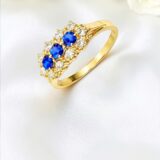 Arany Gyűrűk 14 karátos Gyűrű fehér és sötétkék cirkónia kövekkel (Nr.1) webshop