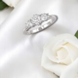 Arany Gyűrűk 14 karátos Gyűrű 3 köves fehér arany (Nr.68) webshop