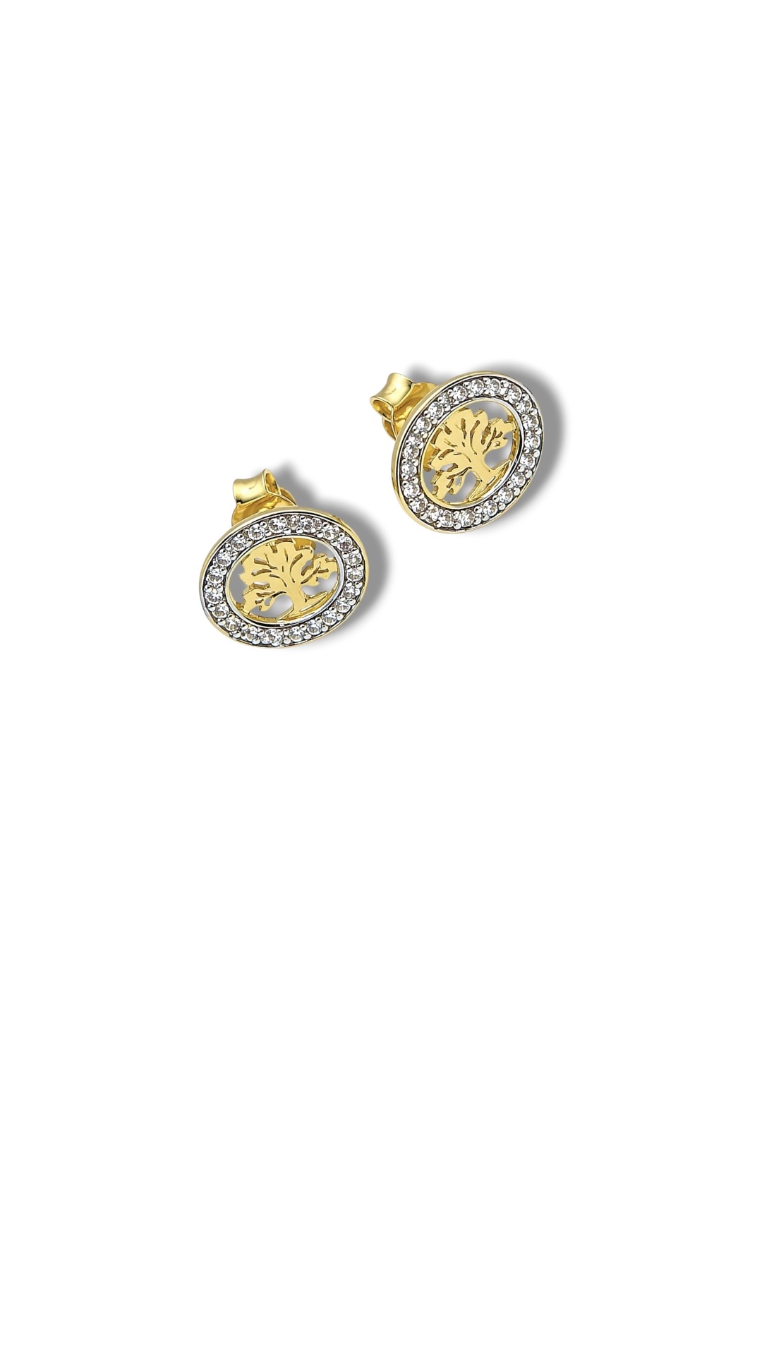 Arany Női fülbevaló 14 karátos Fülbevaló , cirkónia köves életfás modell (Nr.30) webshop Fülbevaló , cirkónia köves életfás modell (Nr.30)