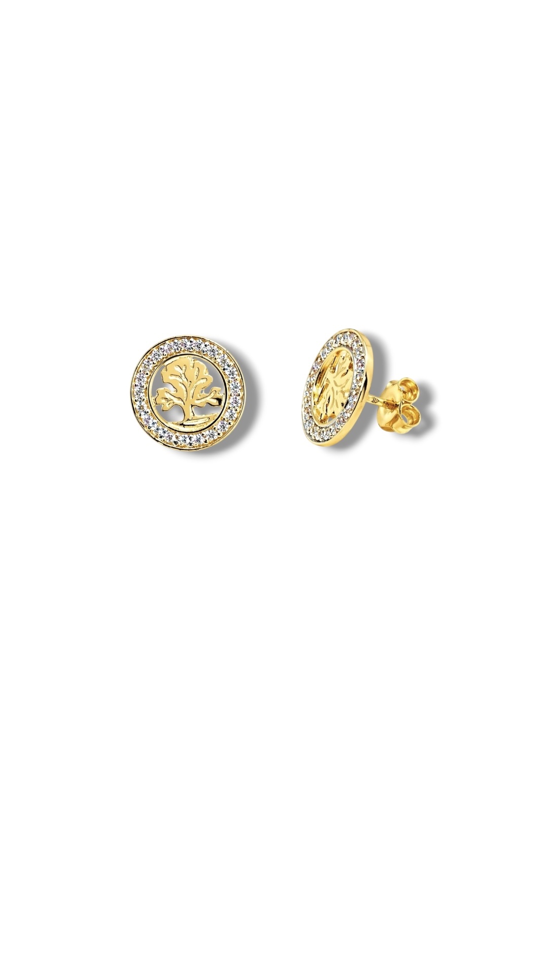 Arany Női fülbevaló 14 karátos Fülbevaló , cirkónia köves életfás modell (Nr.30) webshop Fülbevaló , cirkónia köves életfás modell (Nr.30)