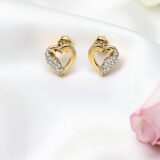 Arany Női fülbevaló 14 karátos Fülbevaló, apró cirkónia köves , szíves modell (Nr.11) webshop