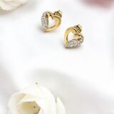 Arany Női fülbevaló 14 karátos Fülbevaló, apró cirkónia köves , szíves modell (Nr.11) webshop