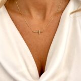 Arany Láncok 14 karátos Lánc , sárga arany, fektetett keresztes modell (Nr.33) webshop