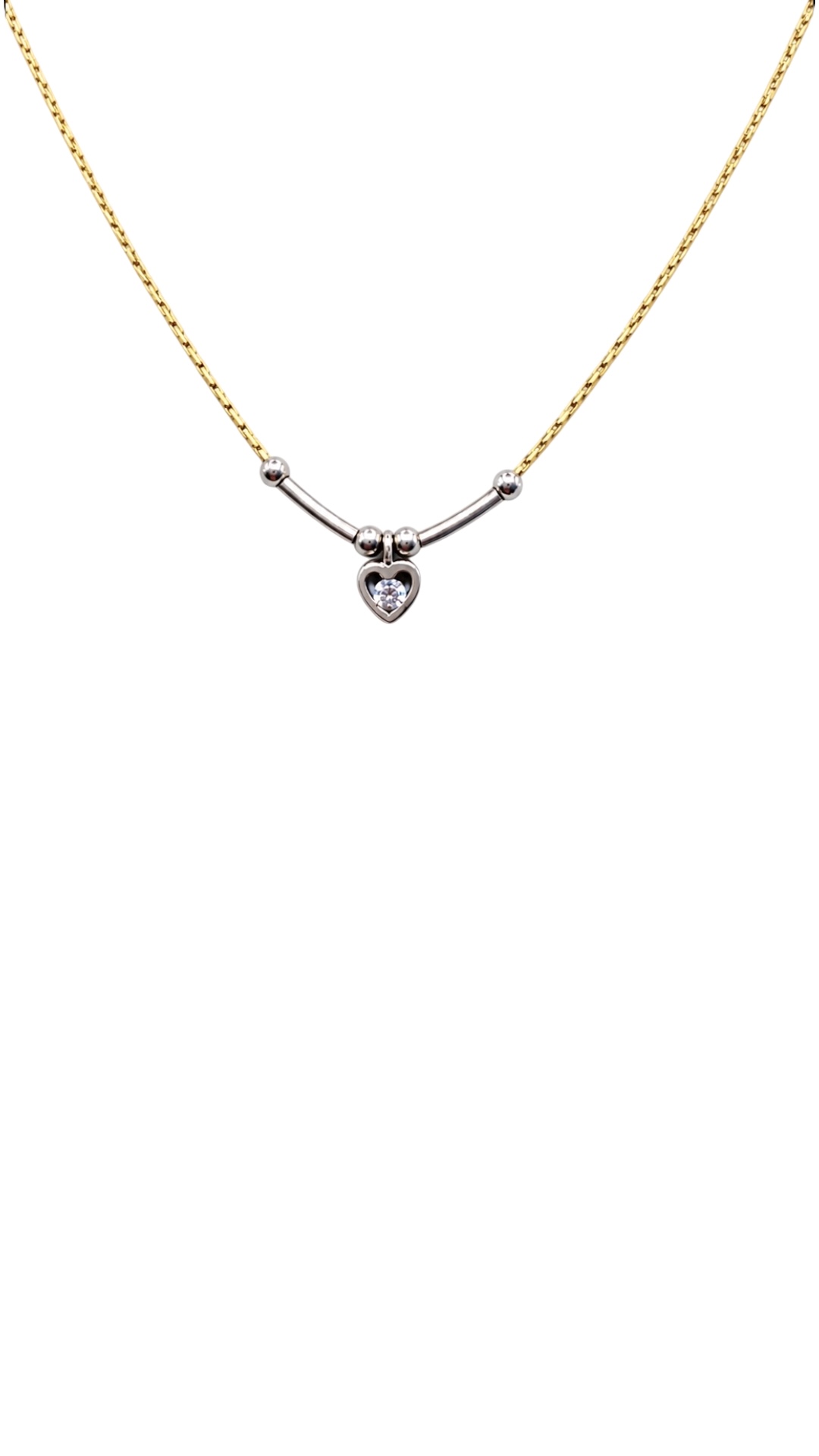 Arany Láncok 14 karátos Lánc , sárga arany lánc fehér arany szív betét résszel (Nr.3) webshop Lánc , sárga arany lánc fehér arany szív betét résszel (Nr.3)
